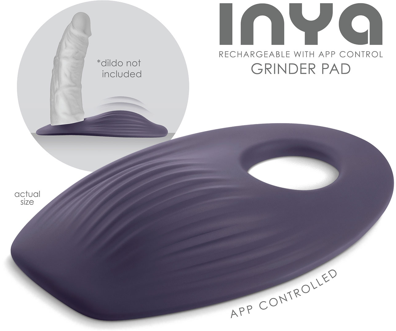 Inya Rechargeable Silicone App Controlled Grinder Pad With Dildo Holder (dildo sold separately)