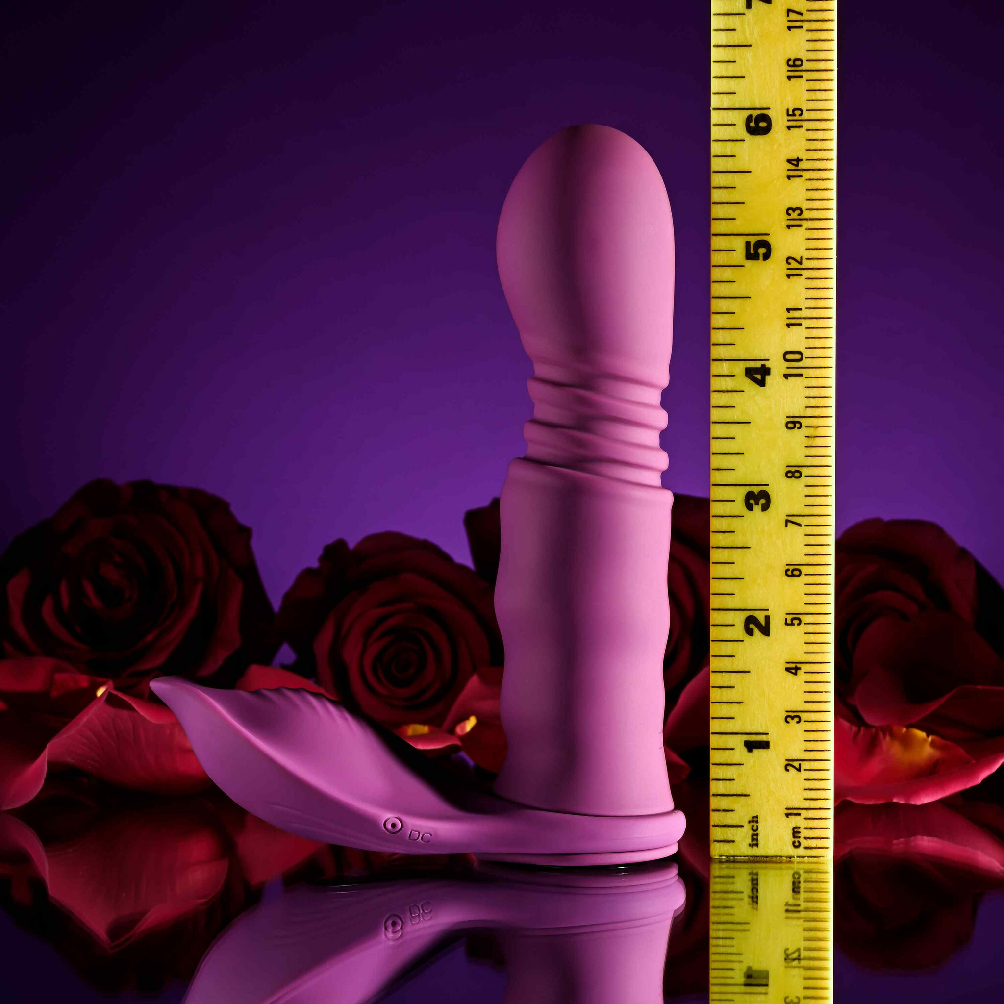 Playboy Pleasure Match Play Silicone Dual Stimulation Thrusting Vibrator With Removable C-Ring Base - Measurements