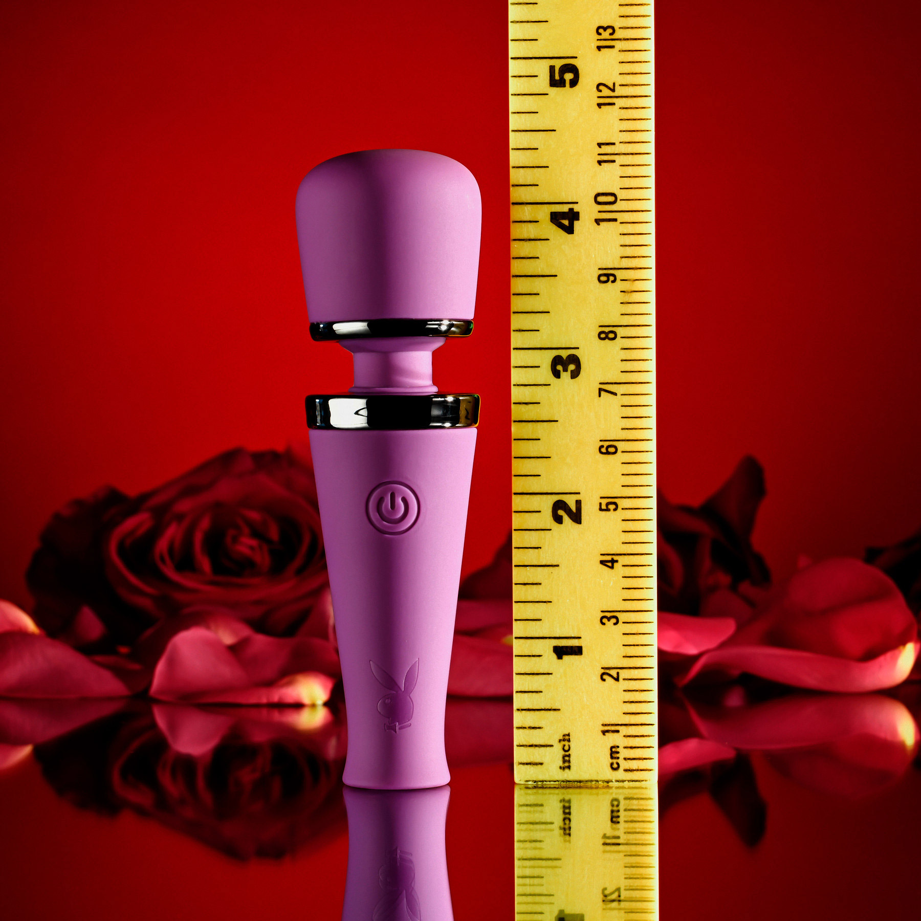 Playboy Pleasure Mic Drop Rechargeable Waterproof Silicone Mini Wand Vibrator - Measurements