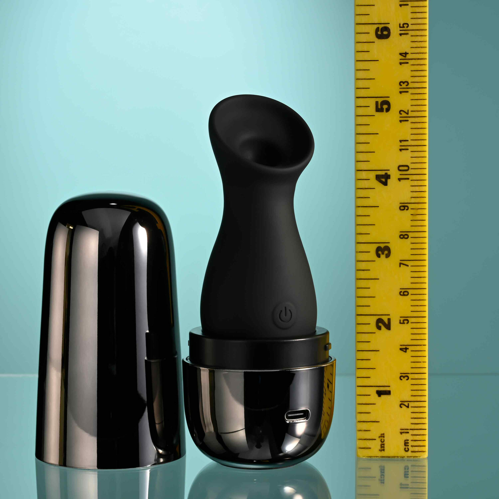 Playboy Pleasure The Jet Set Sucker Rechargeable Silicone Suction Stimulator With Charging Case - Measurements