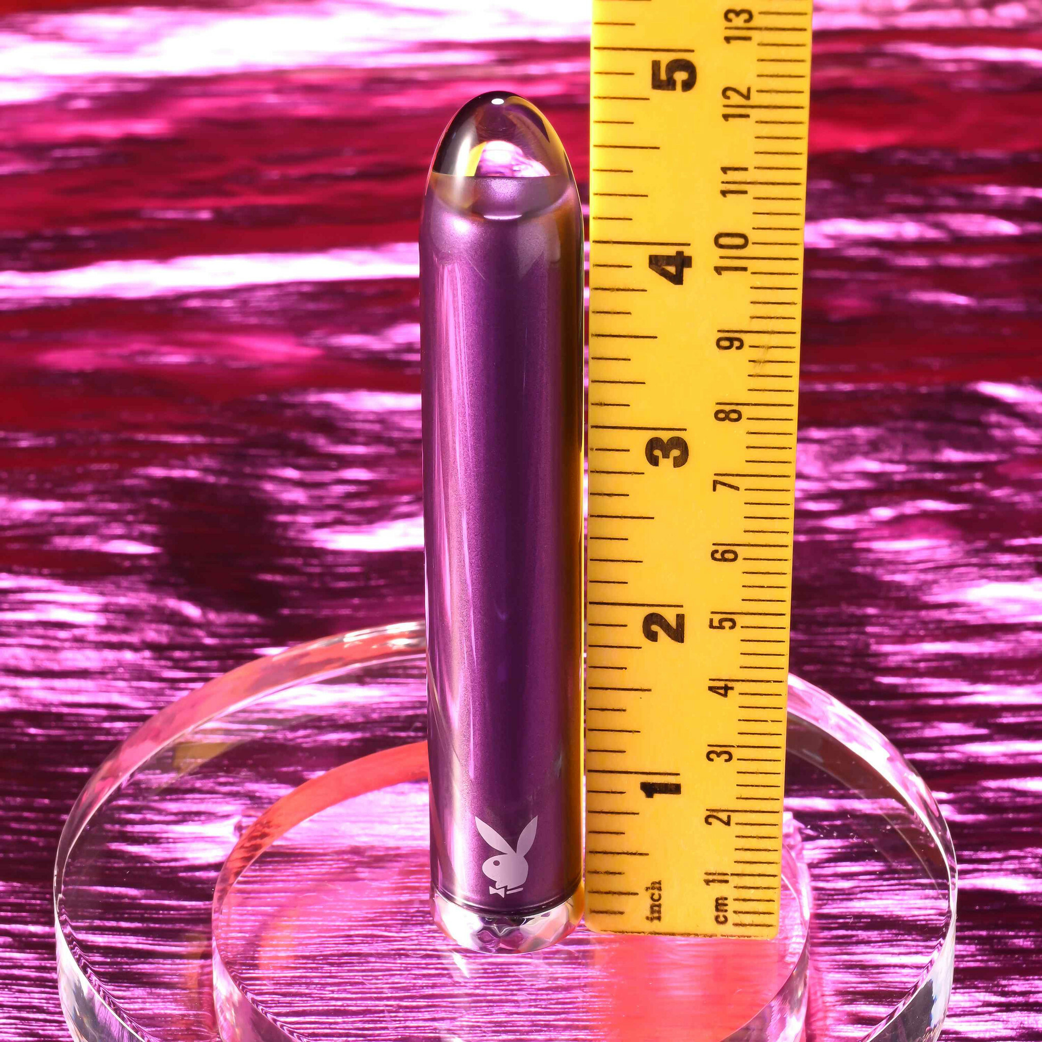 Playboy Pleasure Amethyst Rechargeable Waterproof Glass Vibrator - Measurements