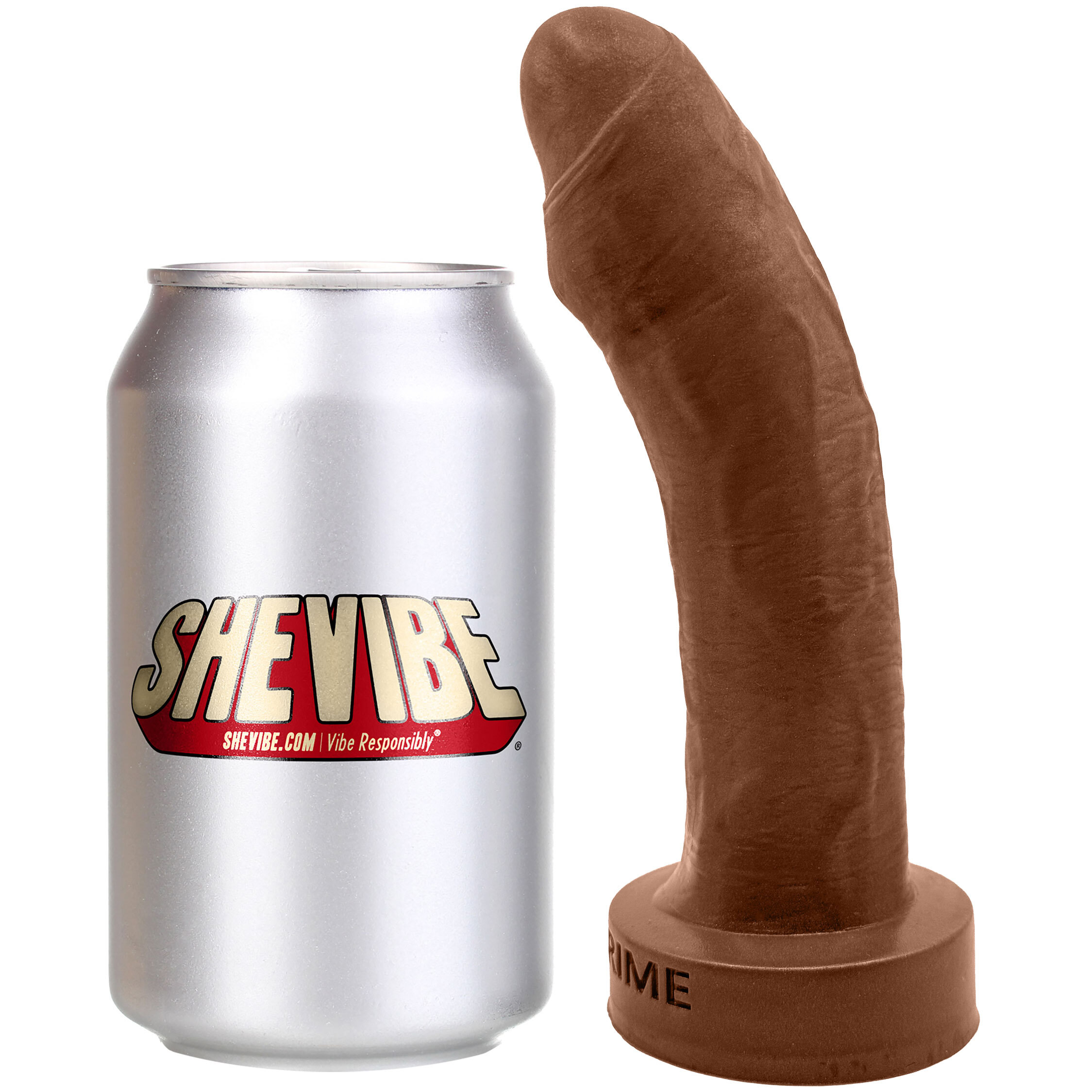 The Reservo Uncut 6" Silicone Uncircumcised Dual Density Realistic Dildo By Uberrime - With Soda Can For Size Reference