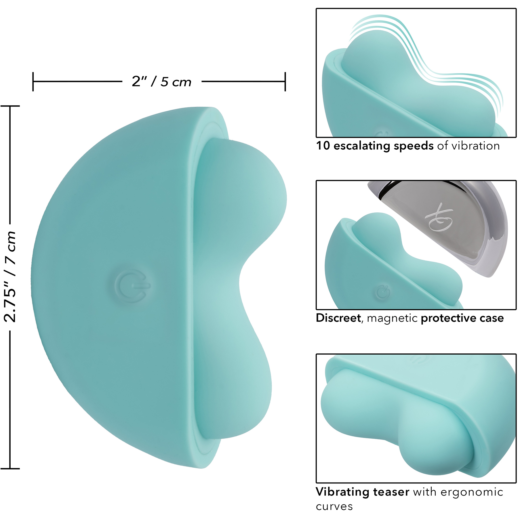 Ovation Applause Rechargeable Silicone Waterproof Clitoral Vibrator - Measurements