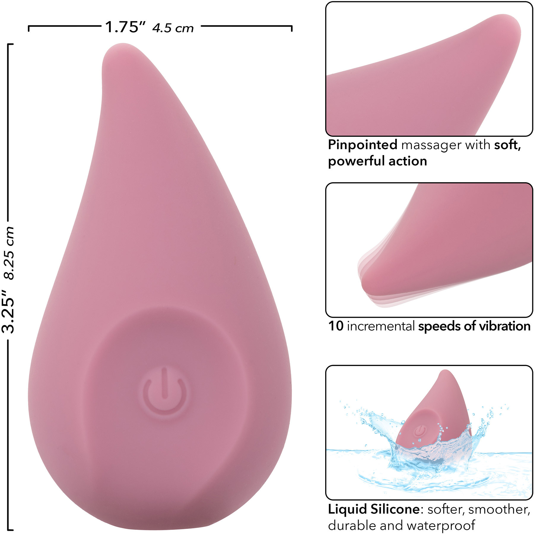 Mod Flair Rechargeable Waterproof Silicone Clitoral Stimulator - Measurements