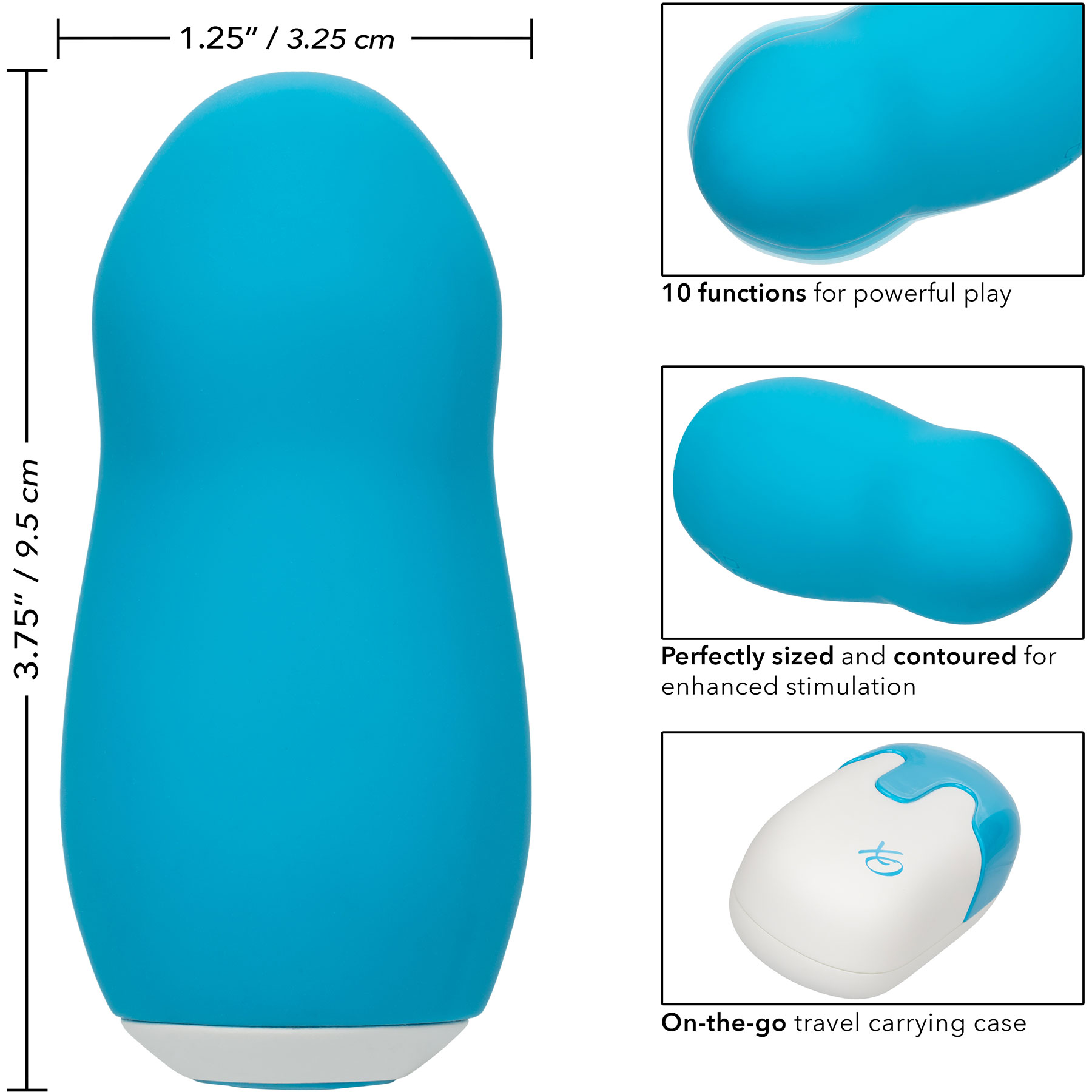 Sugar Dream Rechargeable Waterproof Vibrating Silicone Clitoral Stimulator - Measurements