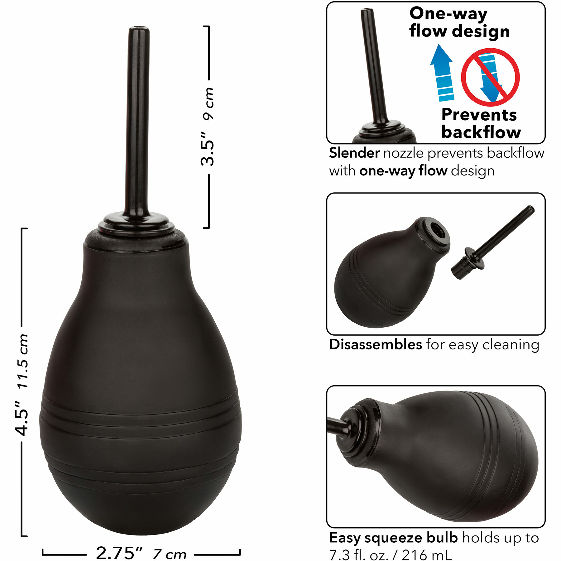 One Way Anal Douche Cleansing Tool - Measurements