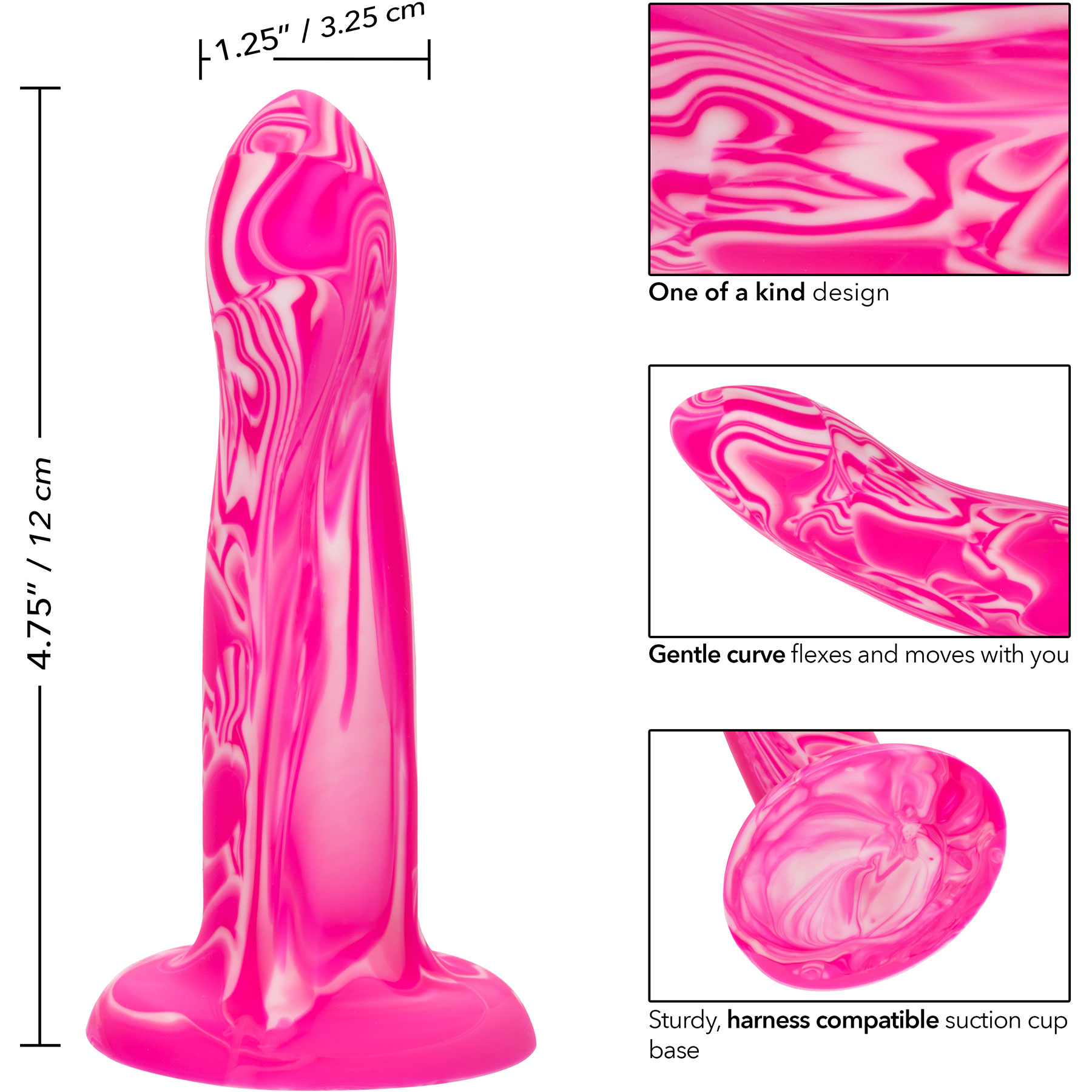 Twisted Love Twisted Probe 4.75" Silicone Suction Cup Dildo - Measurements