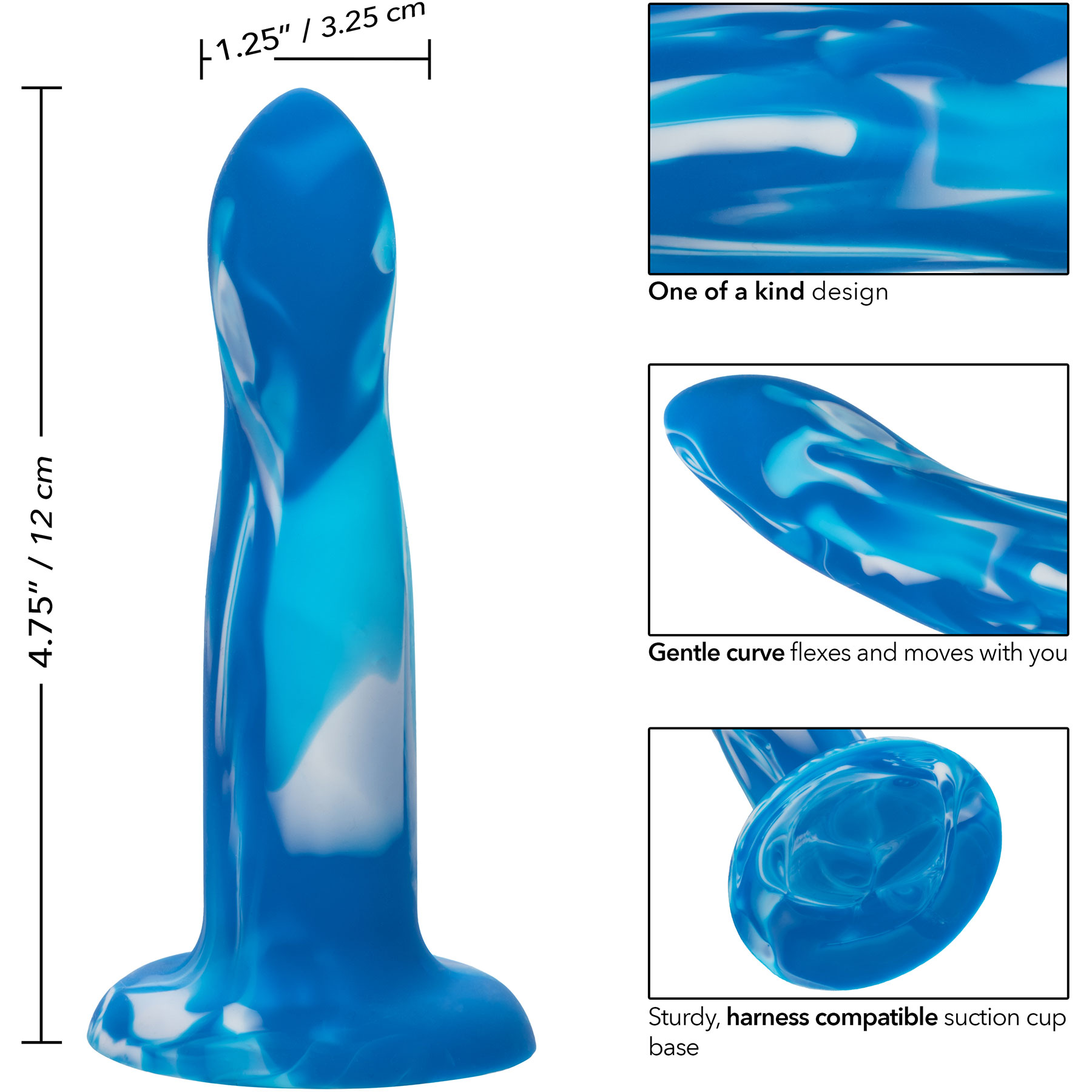 Twisted Love Twisted Probe 4.75" Silicone Suction Cup Dildo - Measurements