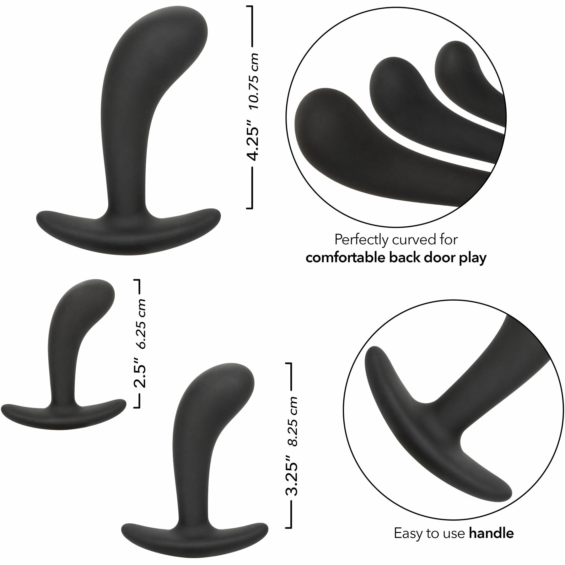 Silicone Prostate 3-Piece Kit - Measurements