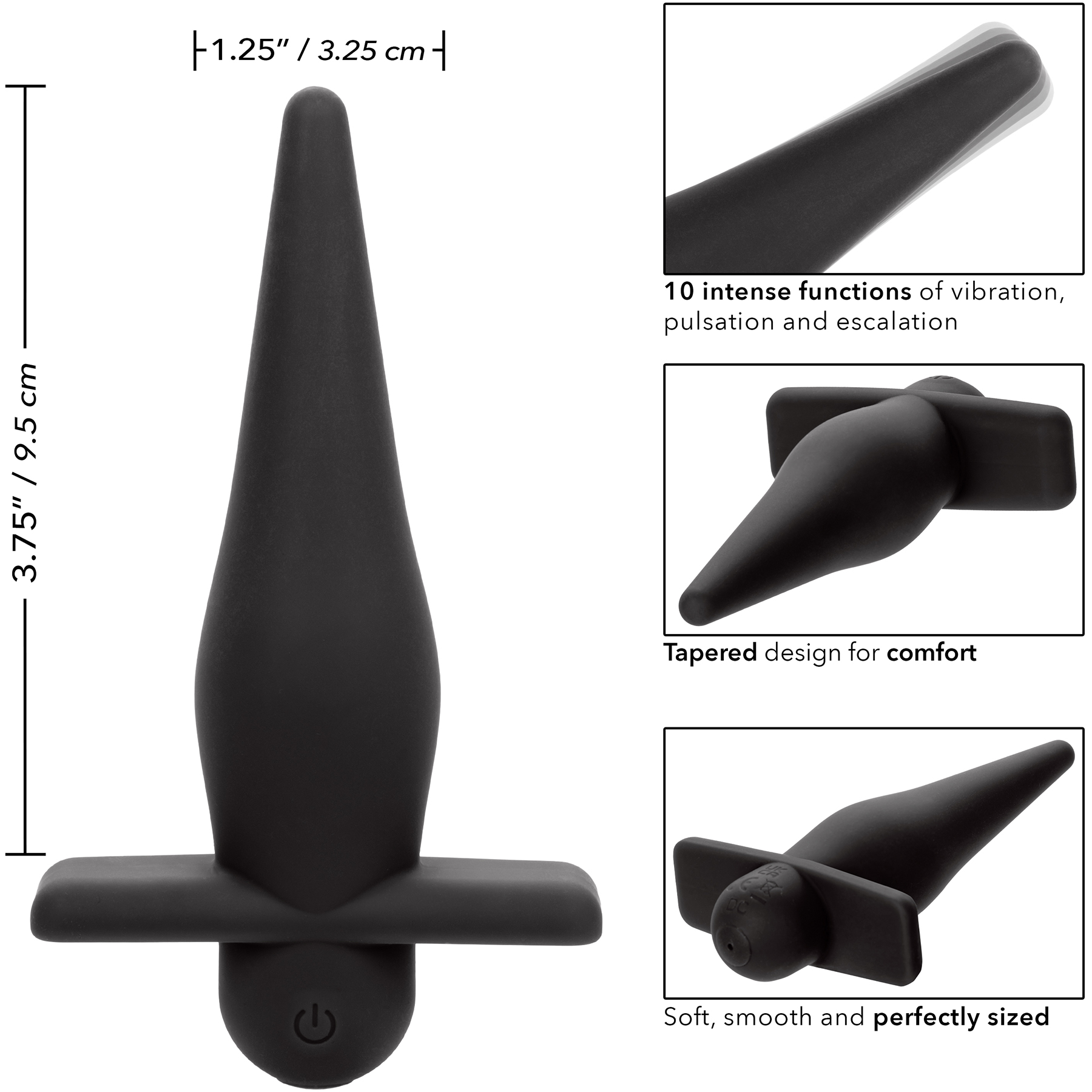 Rechargeable High Intensity Silicone Waterproof Vibrating Anal Probe - Measurements
