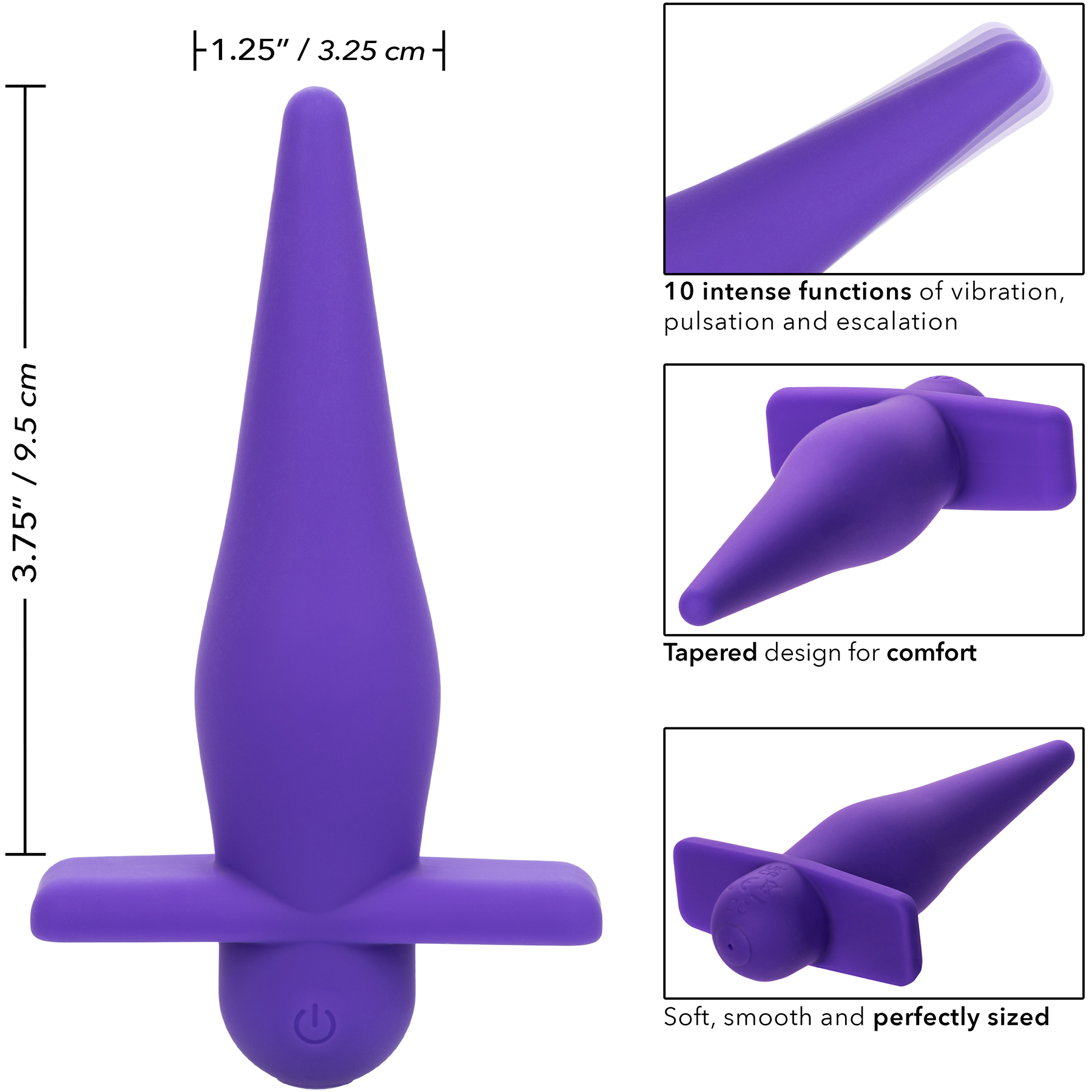 Rechargeable High Intensity Silicone Waterproof Vibrating Anal Probe - Measurements