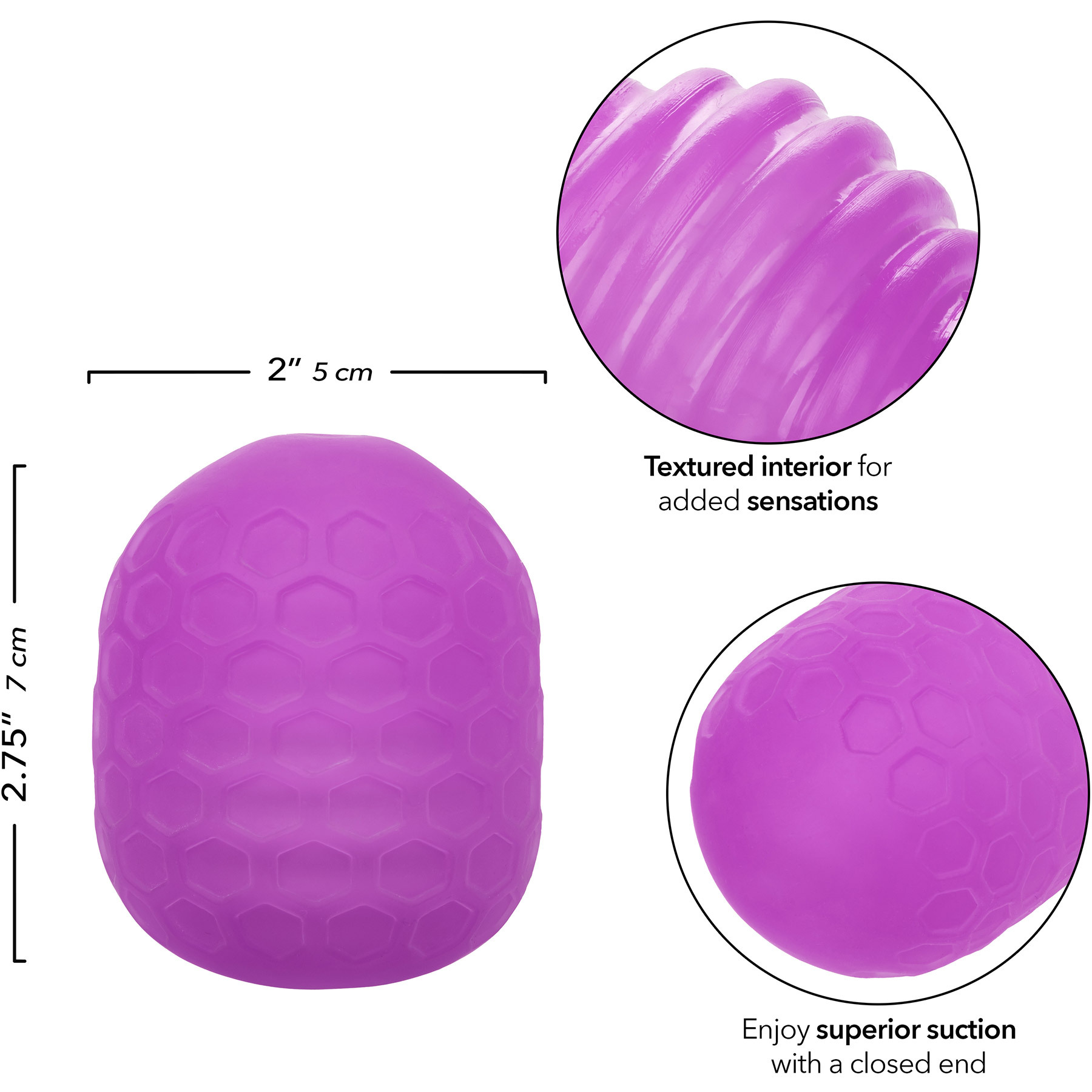 Pop Sock! Textured Reversible Penis Stroker - Measurements