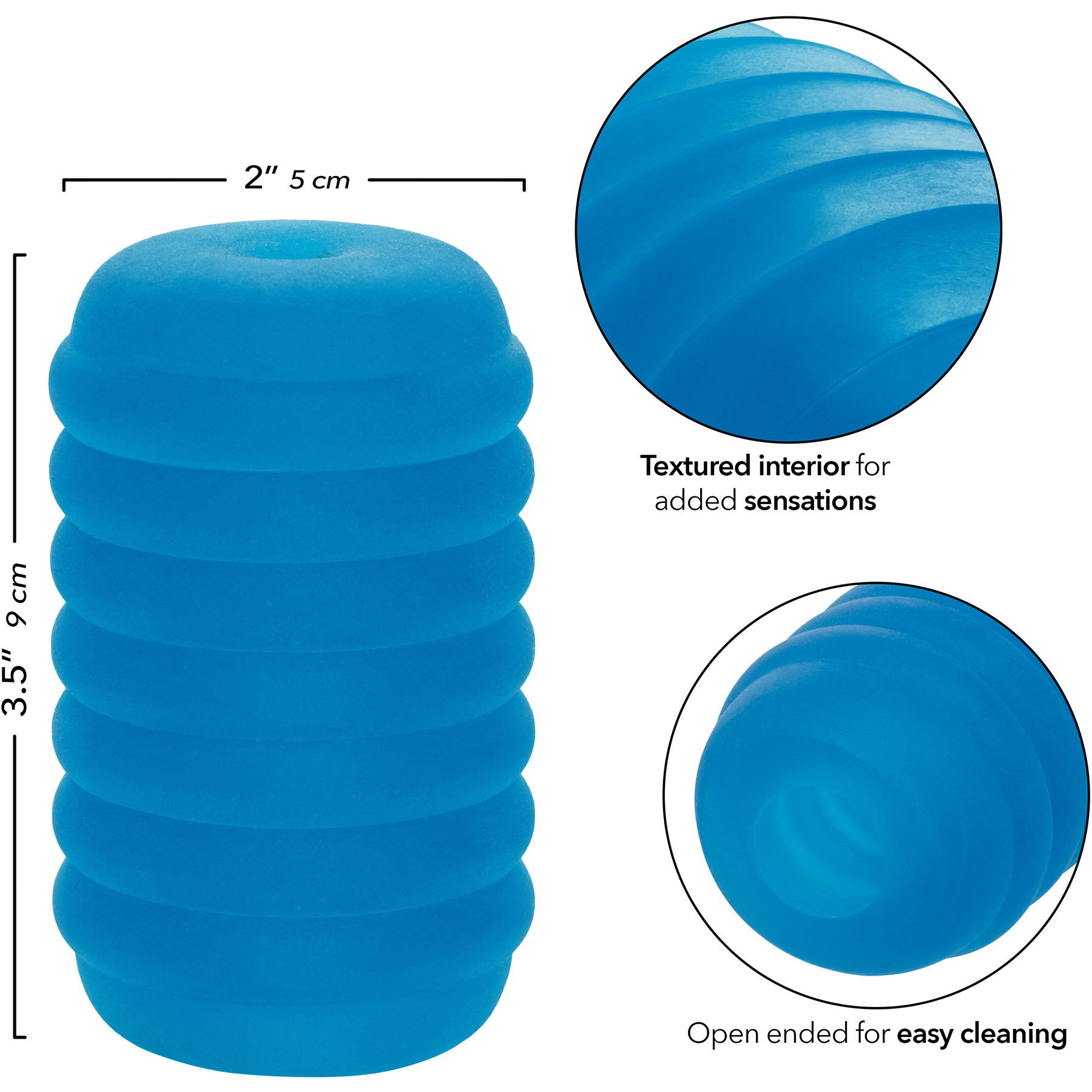 Pop Sock! Ribbed Reversible Open Ended Penis Stroker - Measurements