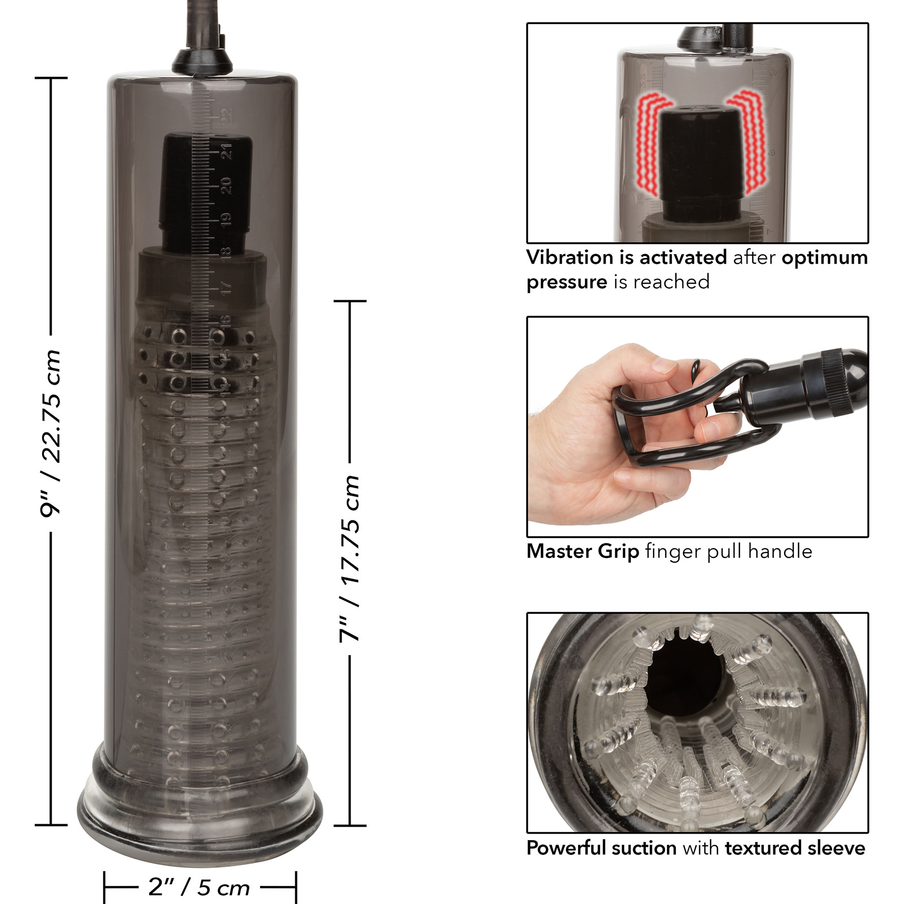 Optimum Series Vibro Air Rechargeable Penis Pump - Measurements