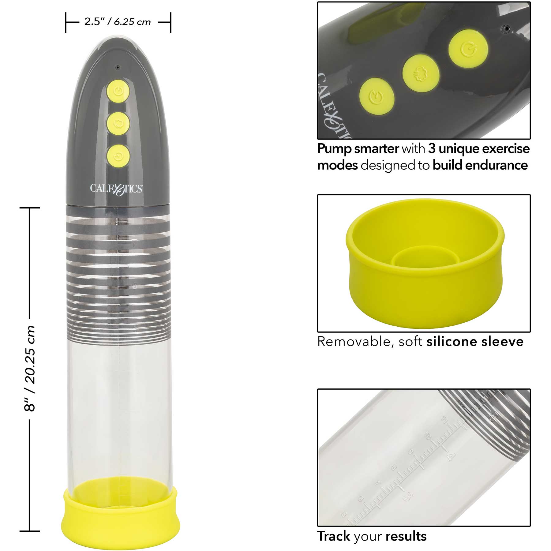 Link Up Rechargeable Waterproof Penis Smart Pump - Measurements