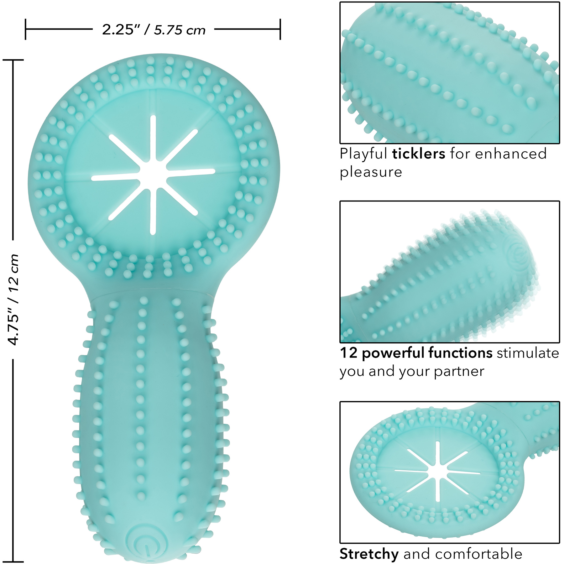 Silicone Rechargeable Elite 12X Enhancer Vibrating Cock Ring - Measurements