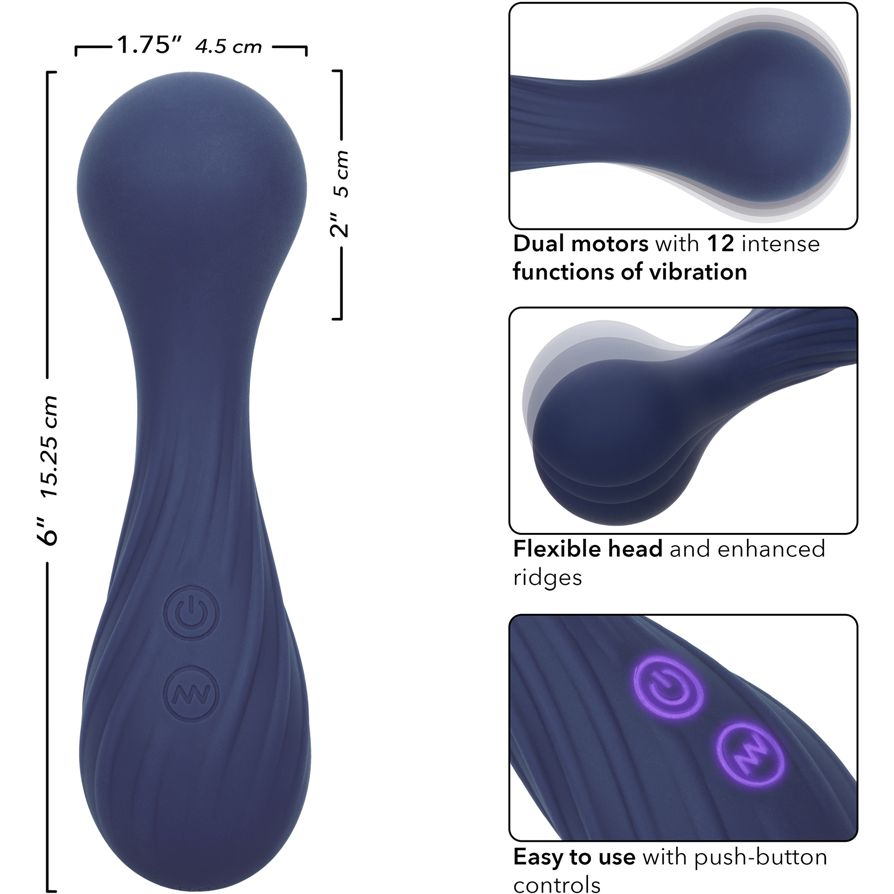 Charisma Temptation Rechargeable Waterproof Silicone Clitoral Vibrator - Measurements