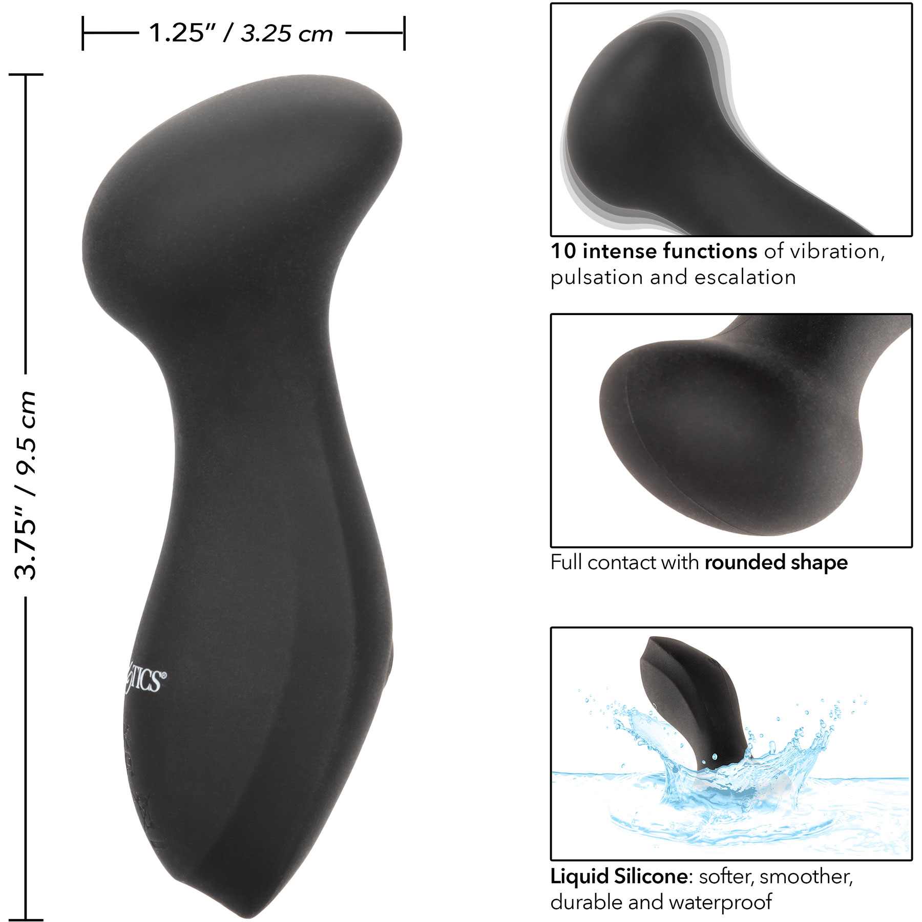 Boundless Mini Massager Rechargeable Waterproof Silicone Clitoral Stimulator - Measurements