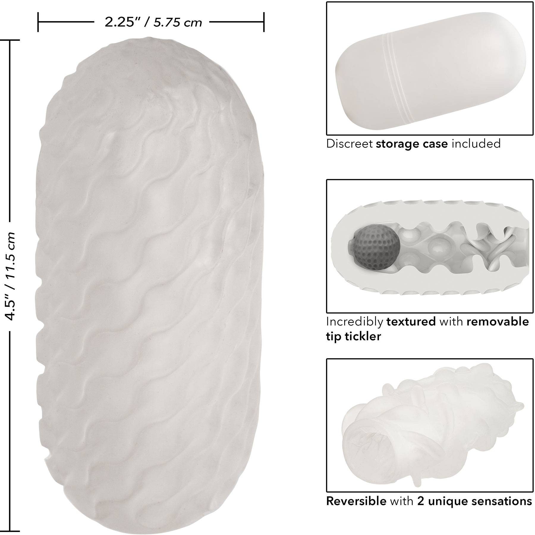 Boundless Reversible Squishy Ball Stroker Penis Masturbator - Measurements