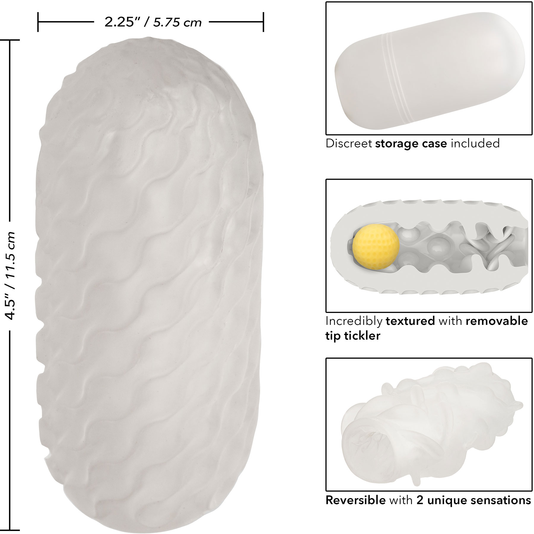 Boundless Reversible Squishy Ball Stroker Penis Masturbator - Measurements