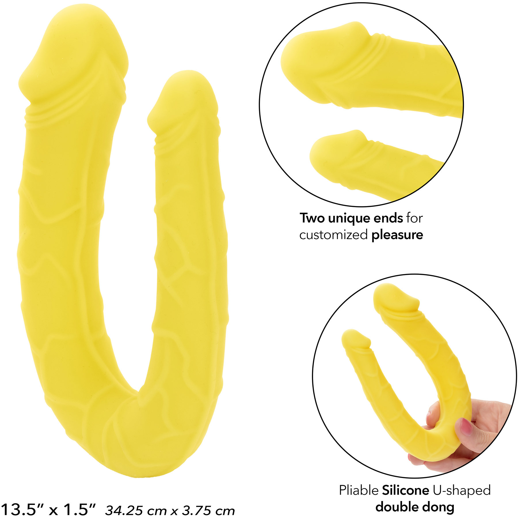 Boundless AC/DC Dong Silicone Double Dildo - Measurements