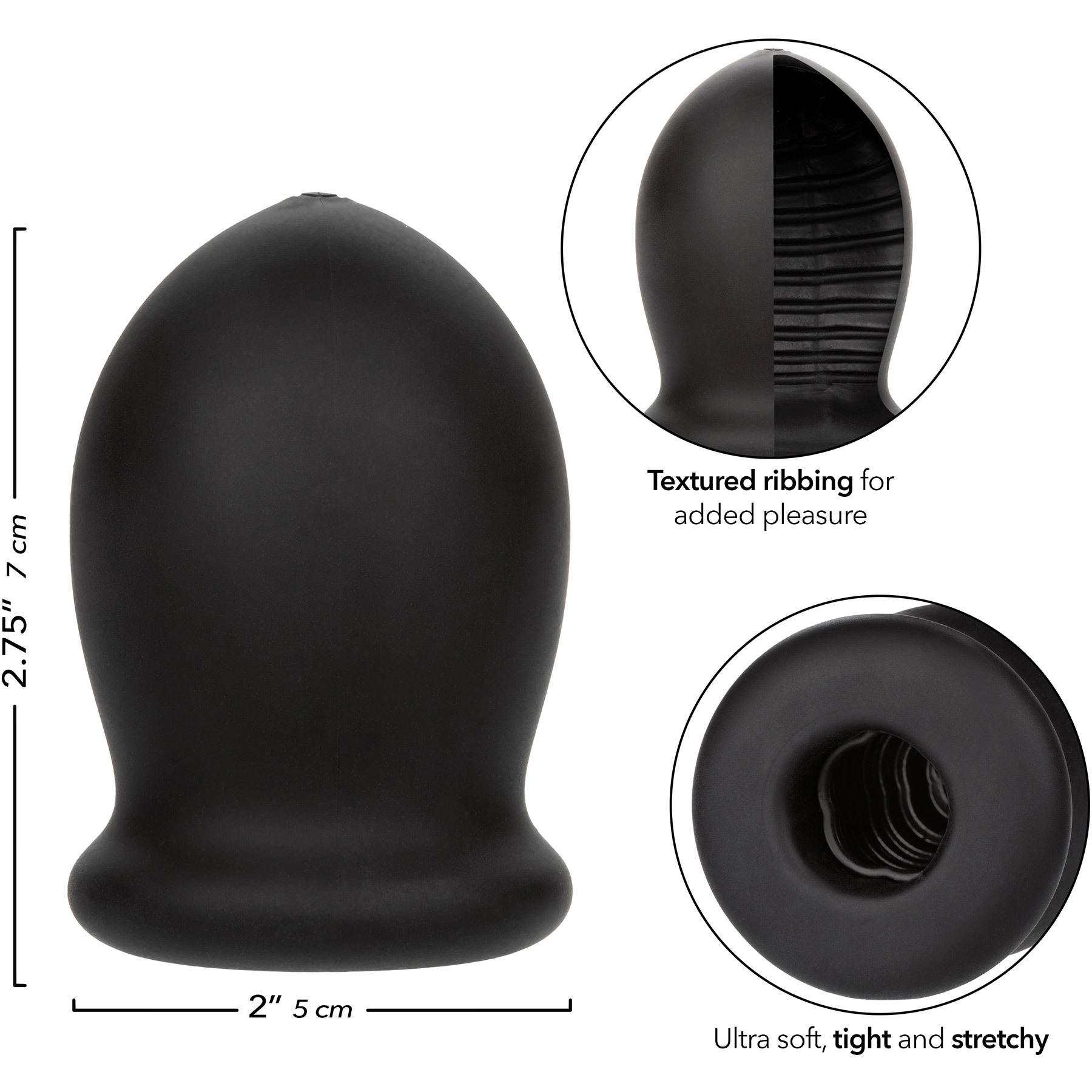 Boundless Rechargeable Waterproof Silicone Vibrating Trans Masc Stroker - Measurements