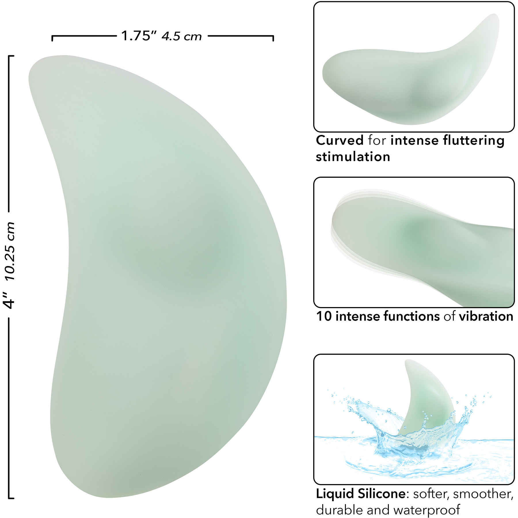 Pacifica Bali Rechargeable Waterproof Silicone Clitoral Vibrator - Measurements