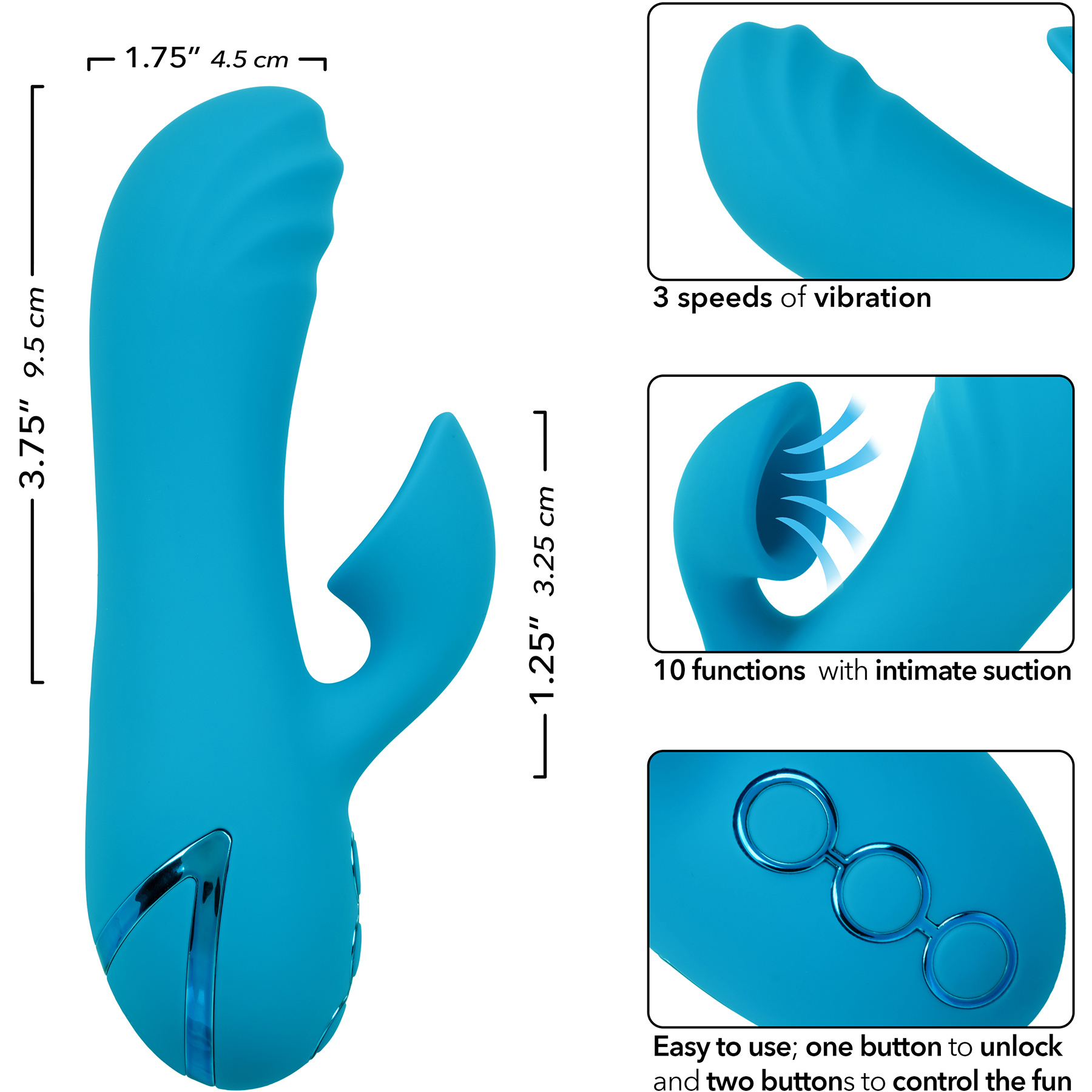 California Dreaming Sunset Beach Seducer Dual Stimulation Vibrator With Clitoral Suction - Measurements