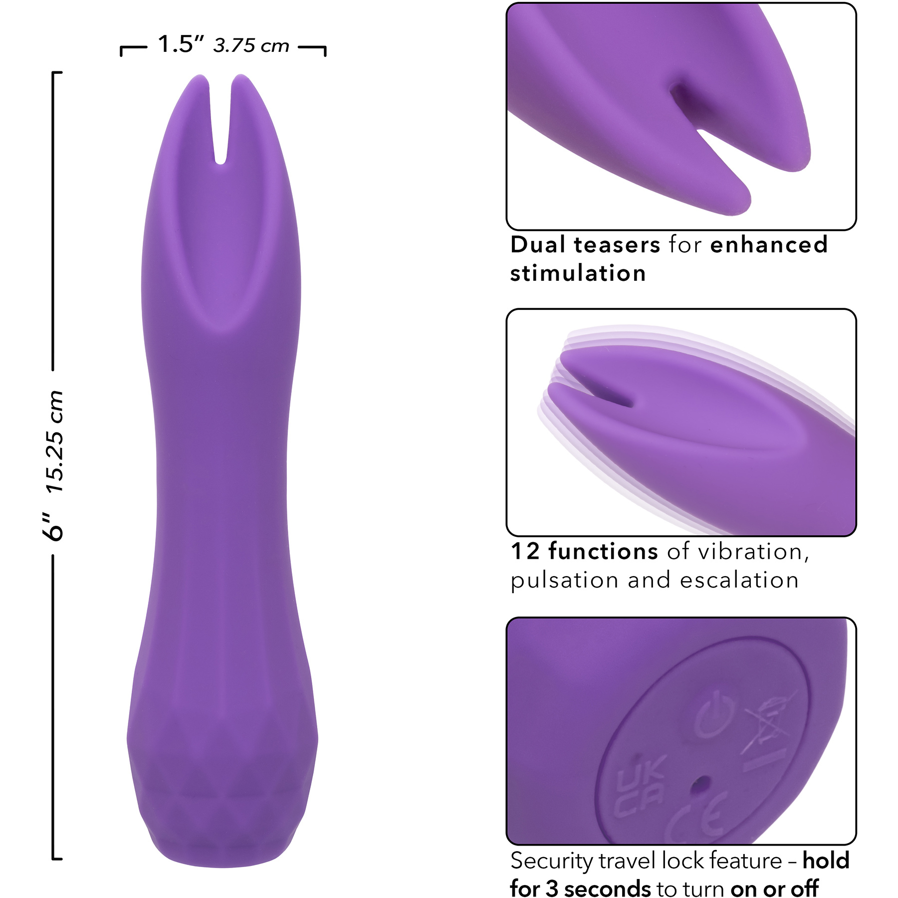 Gia Dual Flicker Rechargeable Waterproof Silicone Vibrator - Measurements