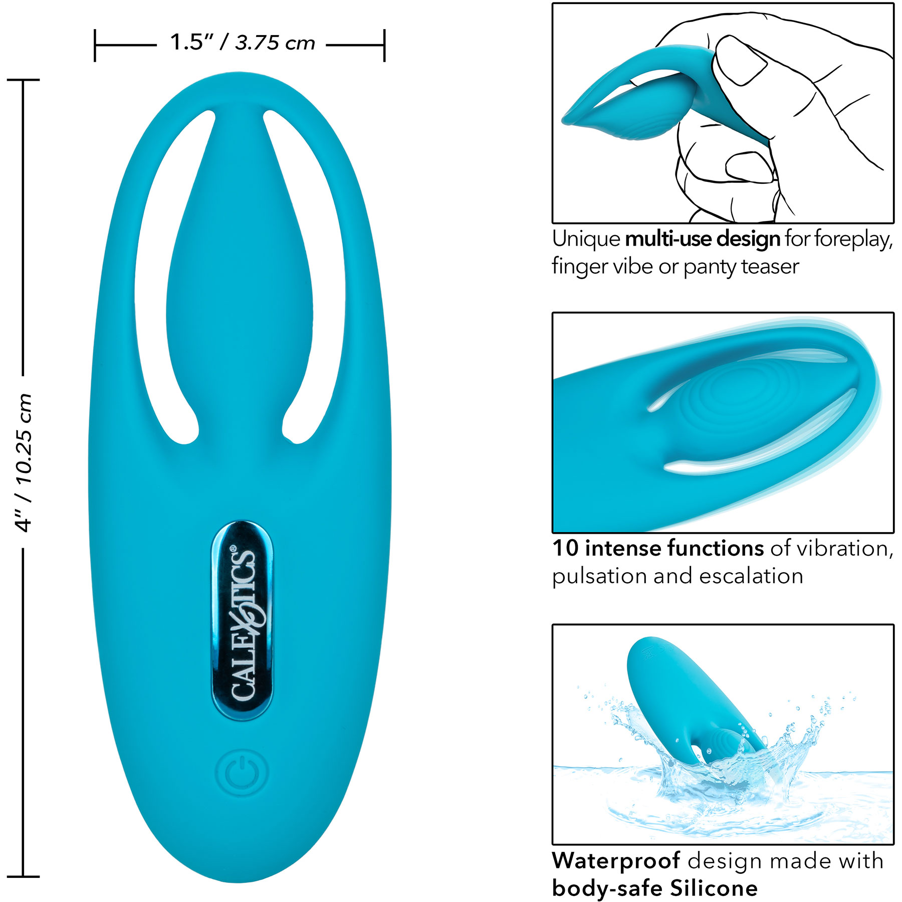 Neon Vibes - The Orgasm Vibe Rechargeable Silicone Finger Vibrator - Measurements