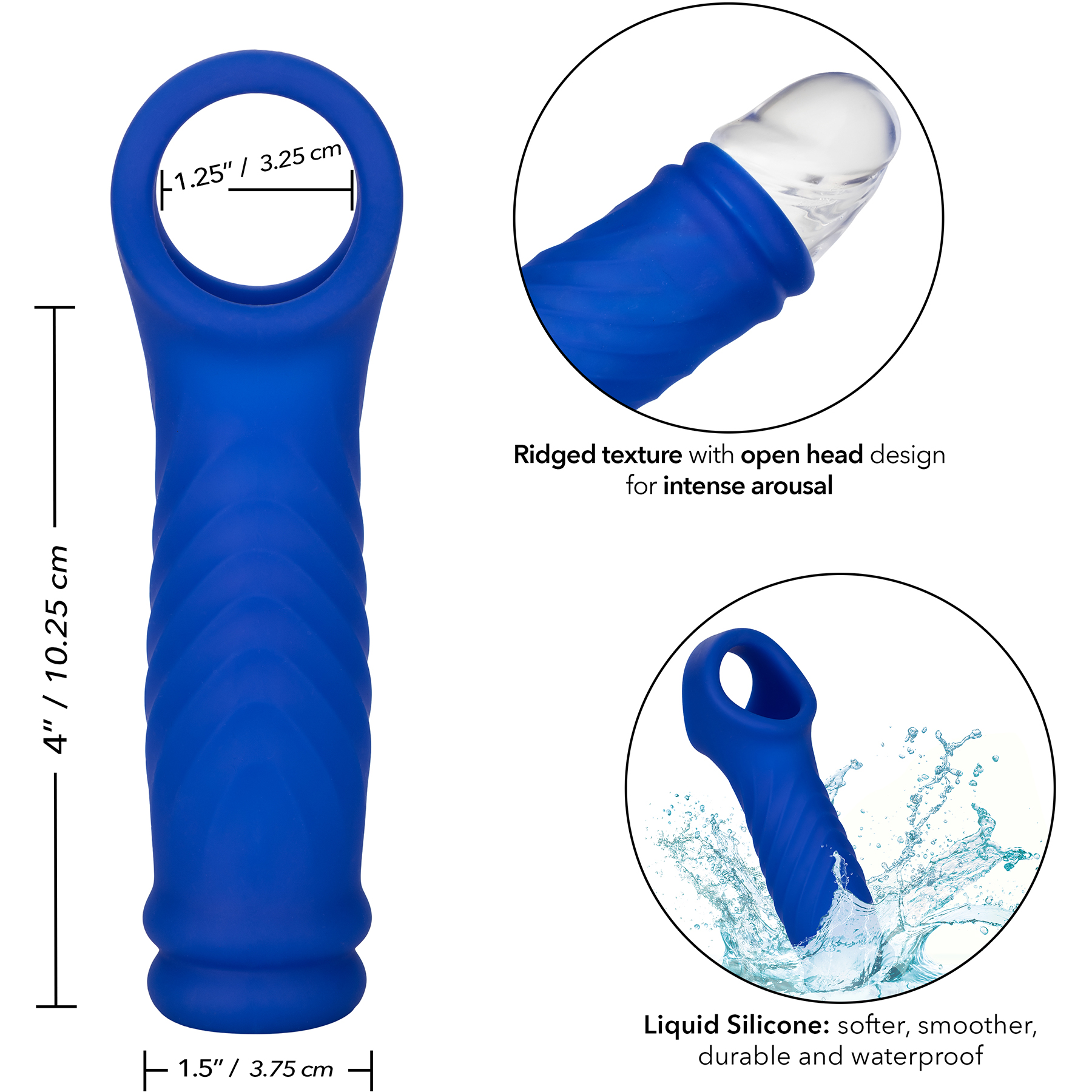 Admiral Liquid Silicone Wave Penis Extension By CalExotics - Measurements