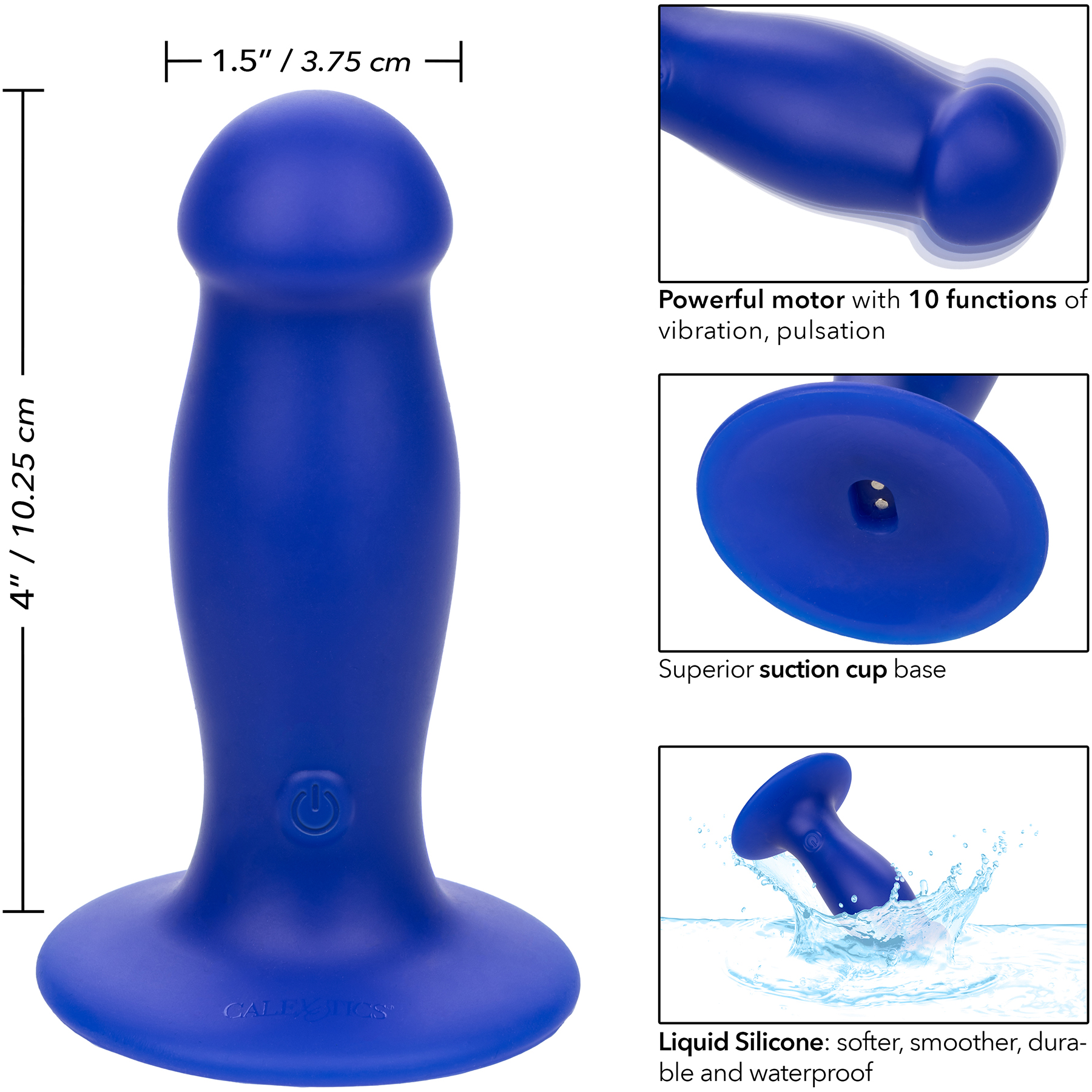 Admiral Liquid Silicone First Mate Rechargeable Waterproof Vibrating Anal Probe - Measurements