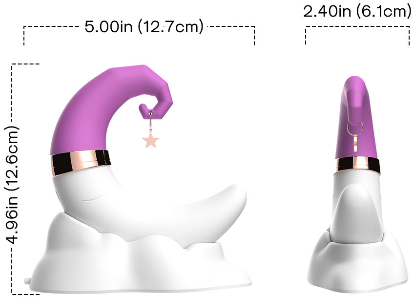 Happy Moon Rechargeable Pleasure Air Clitoral Stimulator With G-Spot Vibrator - Dimensions