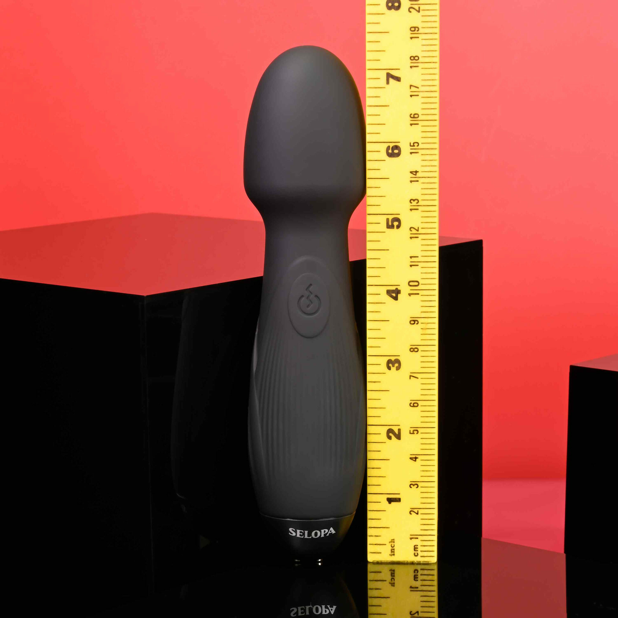 Selopa Power Trip Rechargeable Waterproof Silicone Wand Style Vibrator - Measurements