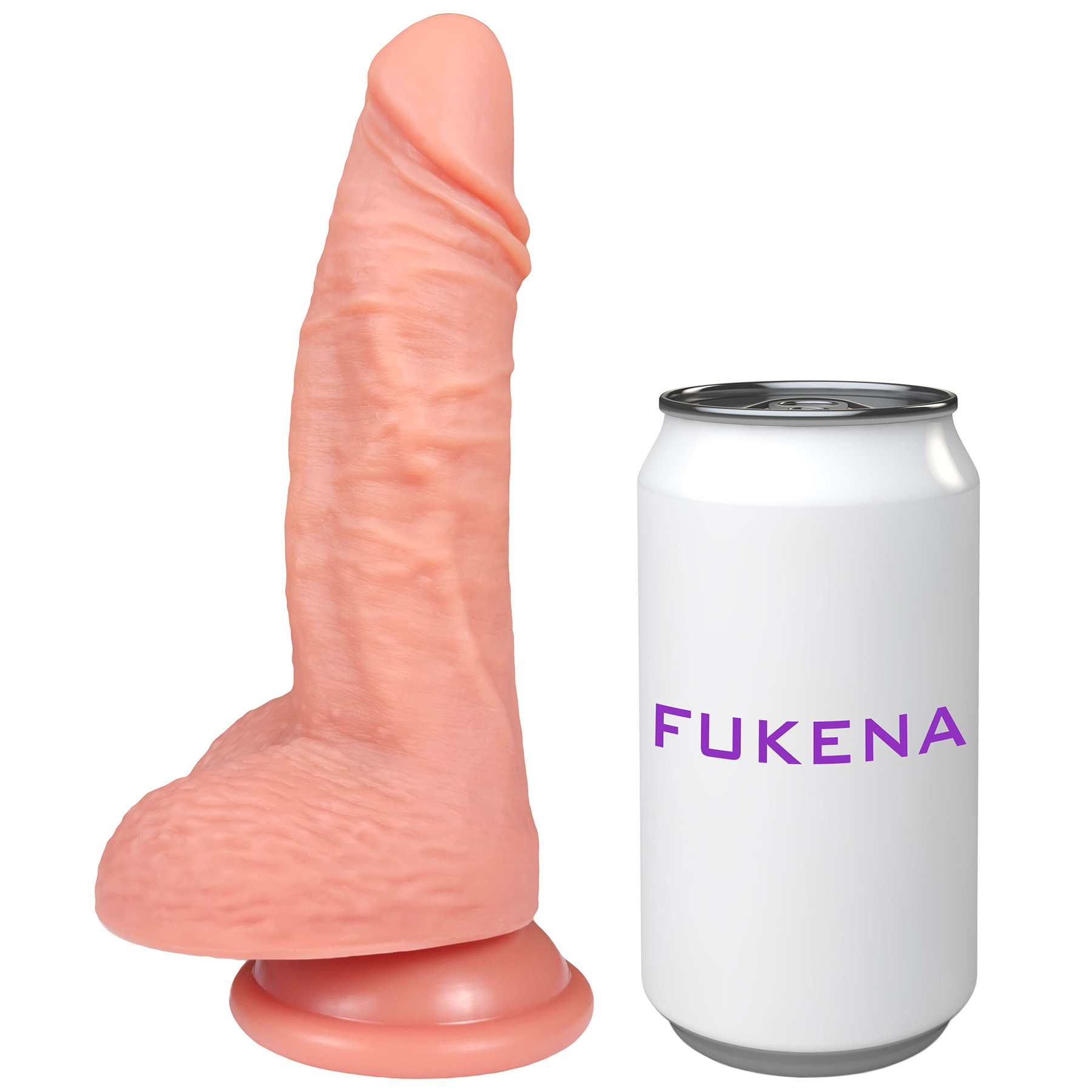 The Mechanic 5.75 Inch Silicone Realistic Dildo With Balls & Suction Cup Base By Fukena - Measurements