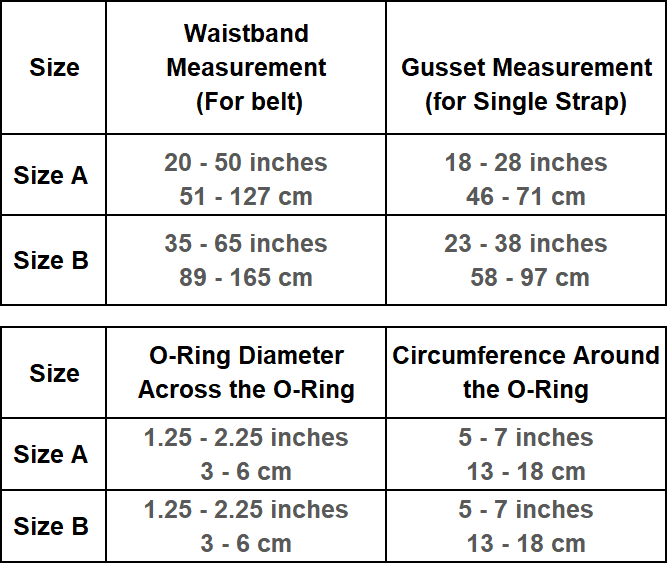 Theo Cover Harness Size Chart