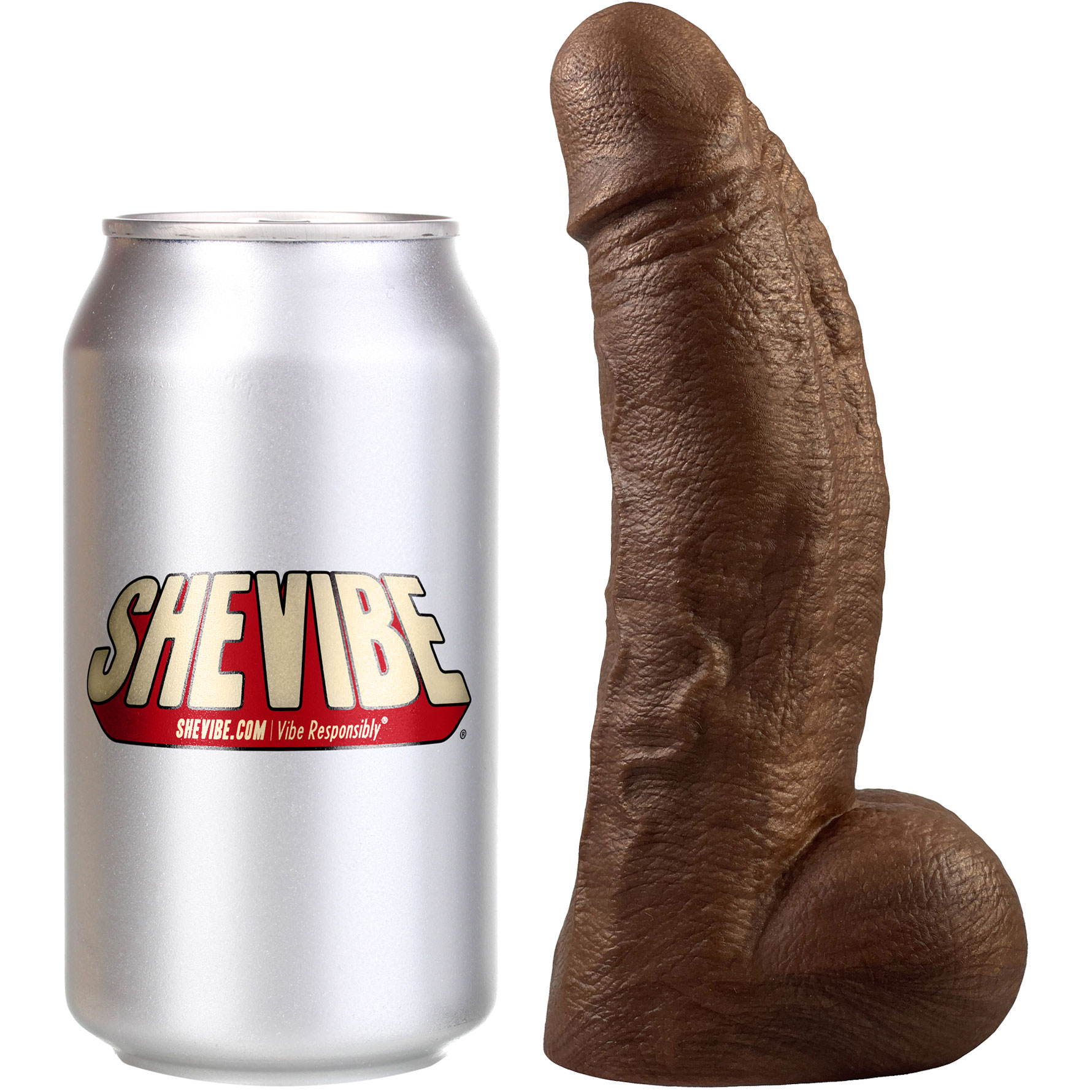 The Small Titan Platinum 6" Silicone Ultrarealistic Dildo With Soda Can For Reference