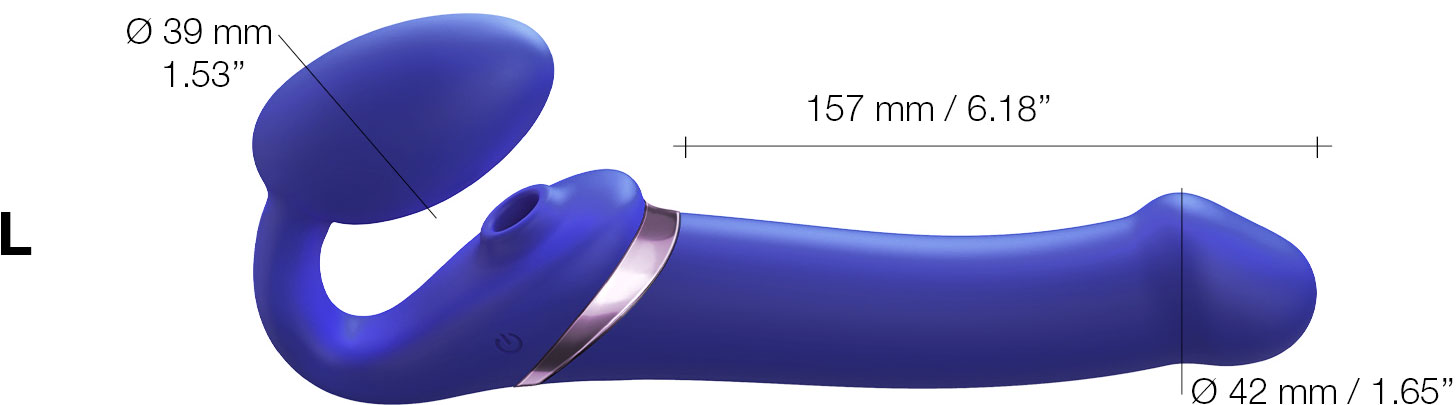 Strap-on-Me Silicone Vibrating Multi Orgasm 3 Motor Remote Control Strapless Strap-On - Large Blue, Size Chart