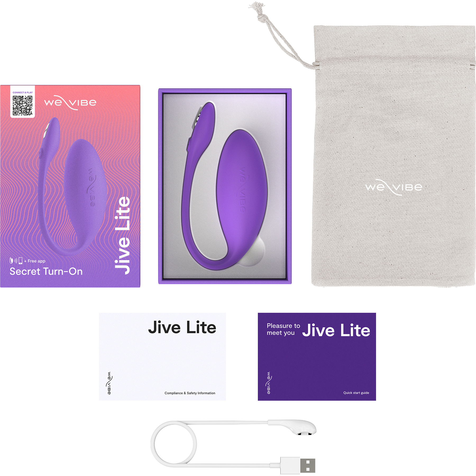 Jive Lite By We-Vibe Rechargeable Silicone App Controlled Wearable G-Spot Vibrator - What's Inside