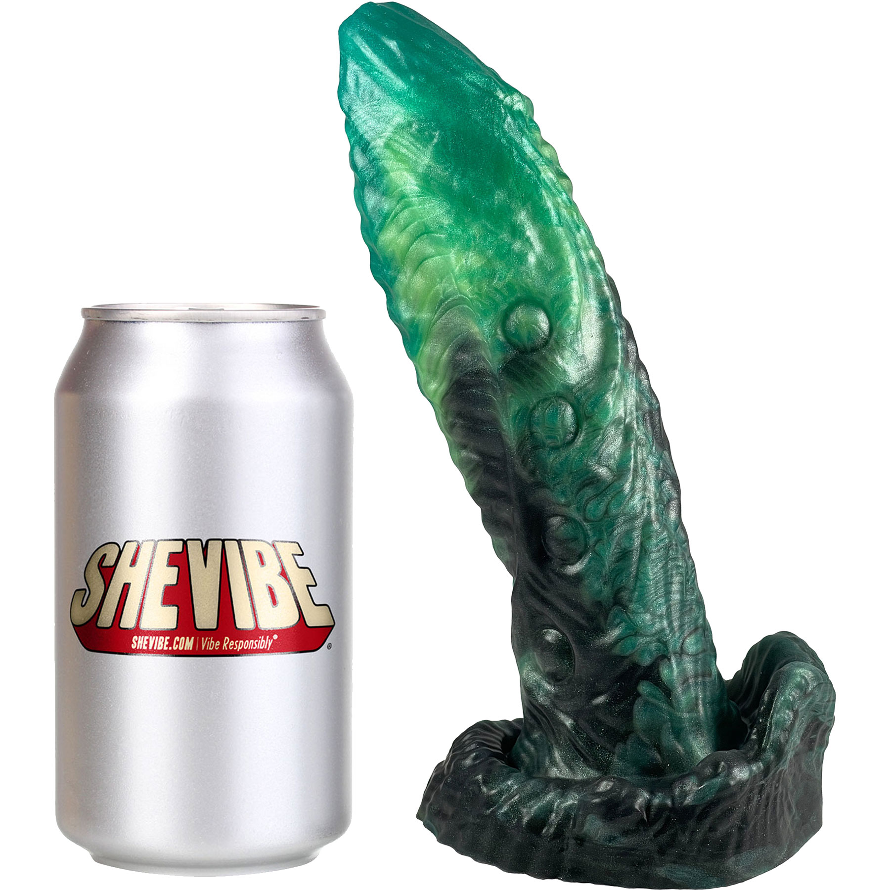 The Xmeyk Alien Monster 8" Silicone Dildo By Uberrime - With Soda Can