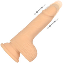 Naked Addiction Thrusting 6.5" Silicone Suction Cup Dildo With Balls - Vanilla