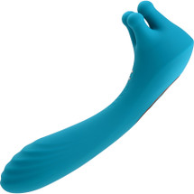 Heads Or Tails Silicone Rechargeable Waterproof Dual Stimulation Vibrator By Evolved Novelties - Teal