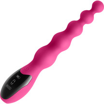 Inya Virtua Rechargeable Waterproof Silicone Beaded Vibrator With Digital Screen - Pink