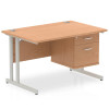 Impulse Cantilever Straight Desk With Single Fixed Pedestal 2 Drawer