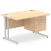Impulse Cantilever Straight Desk With Single Fixed Pedestal 2 Drawer