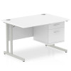 Impulse Cantilever Straight Desk With Single Fixed Pedestal 2 Drawer