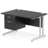 Impulse Cantilever Straight Desk With Single Fixed Pedestal 2 Drawer