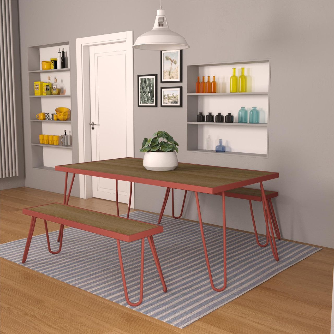 Indoor table clearance and bench set