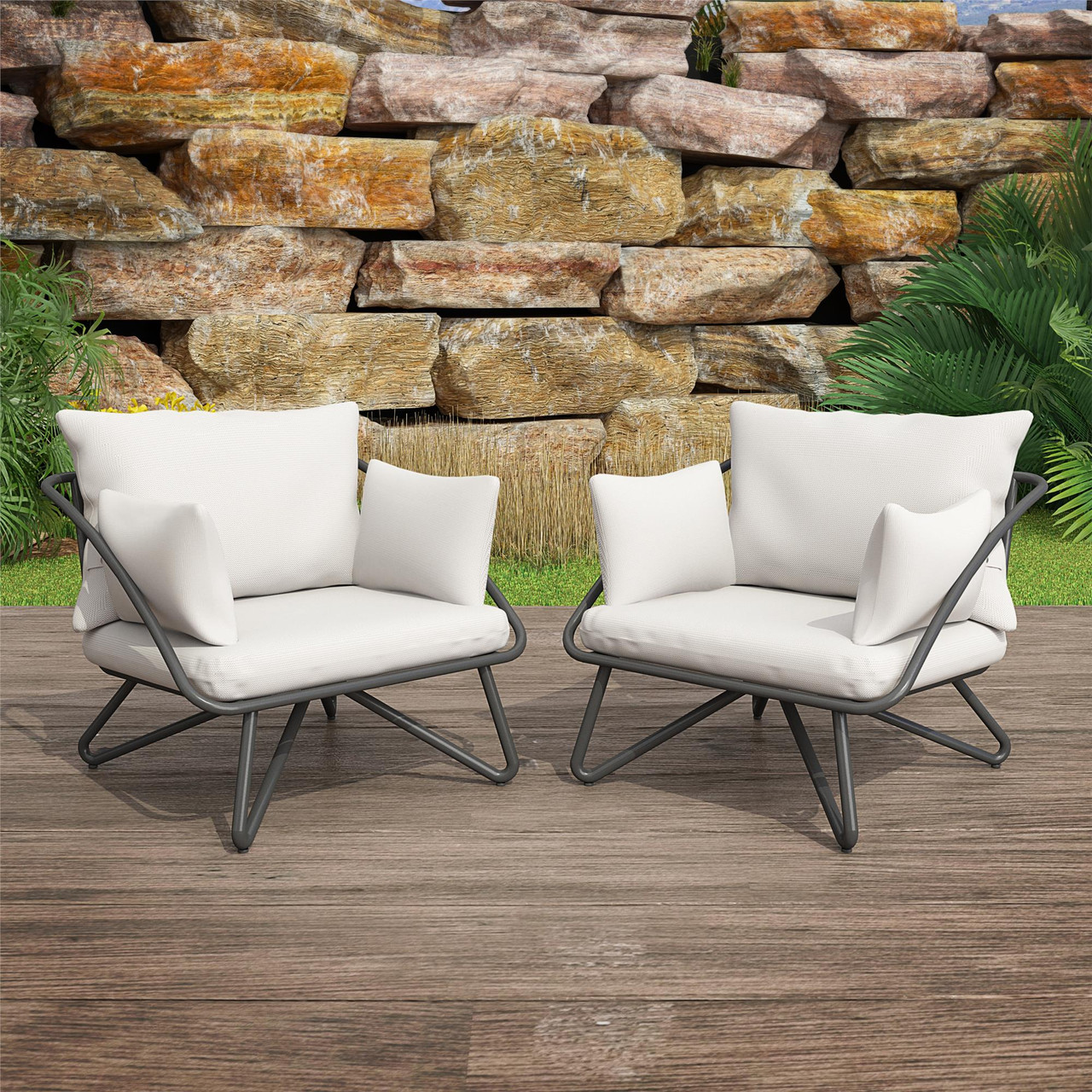 grey pool chairs