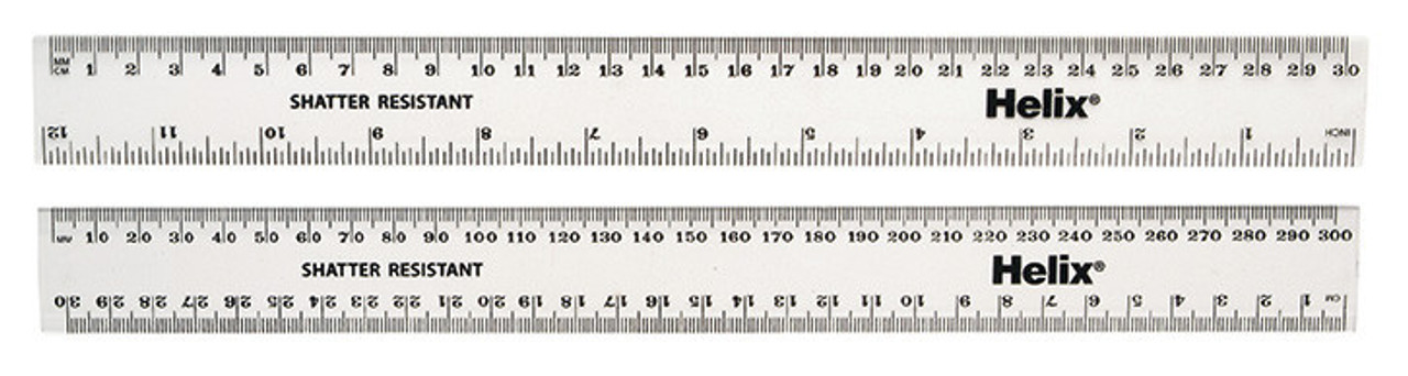 Helix 30cm/12 Inch Clear Plastic Rulers - Singles Or Pack of 10